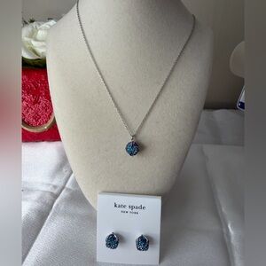 Kate Spade pop of joy necklace with earrings blue and purple set